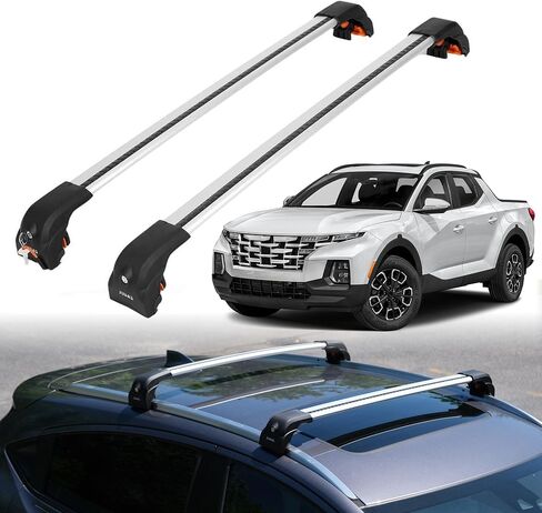 ERKUL Heavy Duty 220lbs Roof Rack Cross Bars for Hyundai Santa Cruz 2022-2026 | Solid Metal Mounts | Aluminum Crossbars with Anti Theft Lock for Rooftop - Compatible with Flush Rails - Black in Saudi Arabia