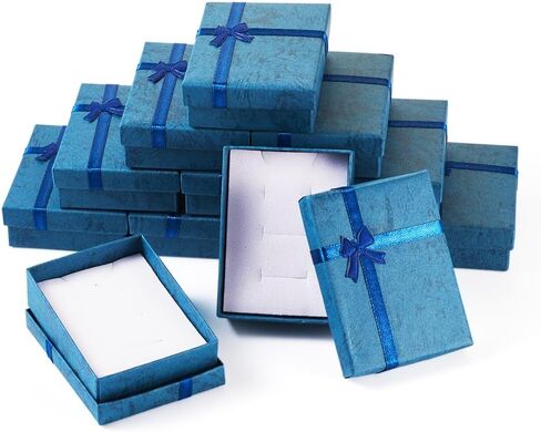 KISSITTY 12Pcs Steel Blue Rectangle Jewelry Gift Boxes Cardboard Paper Jewelry Boxes Necklace Earring Ring Package Boxes 3.64x2.74x1.08 Inch for Birthday Wedding Christmas in Saudi Arabia