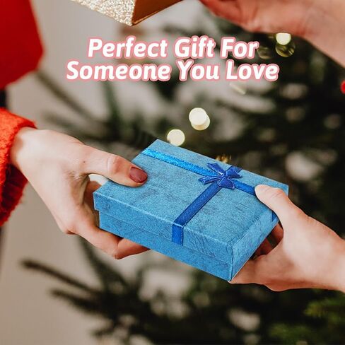 KISSITTY 12Pcs Steel Blue Rectangle Jewelry Gift Boxes Cardboard Paper Jewelry Boxes Necklace Earring Ring Package Boxes 3.64x2.74x1.08 Inch for Birthday Wedding Christmas in Saudi Arabia