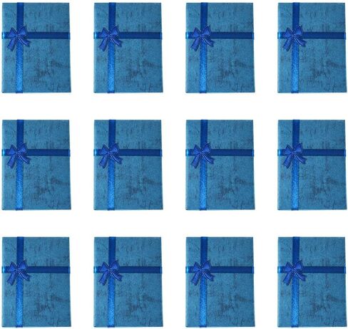KISSITTY 12Pcs Steel Blue Rectangle Jewelry Gift Boxes Cardboard Paper Jewelry Boxes Necklace Earring Ring Package Boxes 3.64x2.74x1.08 Inch for Birthday Wedding Christmas in Saudi Arabia