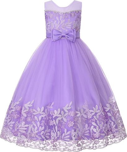 Uhnice Flower Girl Dress Sleeveless Embroidered Tulle Gown for Wedding Birthday Party in Kuwait