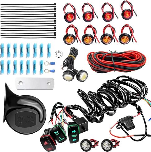 Universal ATV UTV Turn Signal Kit Street Legal,Horn Reverse Hazard Turn Light Rocker Switch,Plug and Play Side by Side Blinker Kit,Compatible With Polaris Can-Am Golf Cart Kawasaki, Pionee in Kuwait