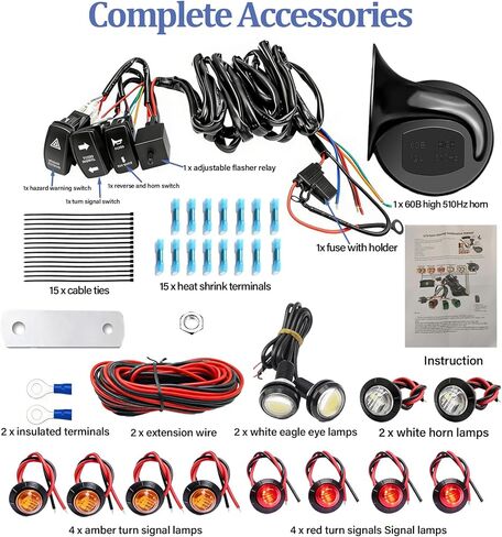 Universal ATV UTV Turn Signal Kit Street Legal,Horn Reverse Hazard Turn Light Rocker Switch,Plug and Play Side by Side Blinker Kit,Compatible With Polaris Can-Am Golf Cart Kawasaki, Pionee in Kuwait