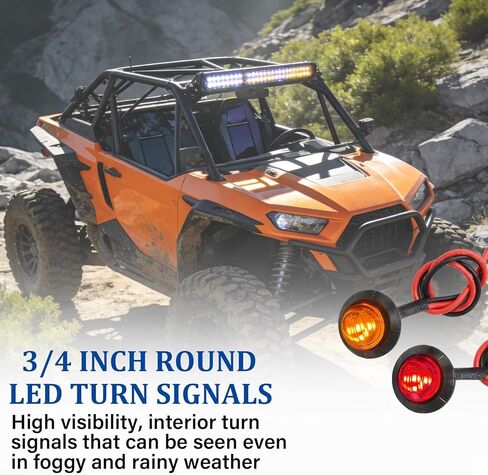 Universal ATV UTV Turn Signal Kit Street Legal,Horn Reverse Hazard Turn Light Rocker Switch,Plug and Play Side by Side Blinker Kit,Compatible With Polaris Can-Am Golf Cart Kawasaki, Pionee in Kuwait