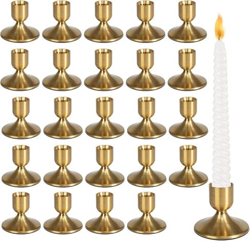 8Pcs Gold Candle Holders Metal Taper Candlesticks Holders Short Skinny Brass Candlestick Holders Candlestick Holders Bulk for Wedding Thanksgiving Centerpieces Christmas Birthday Party Holiday (8) in Saudi Arabia