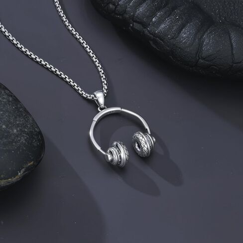Music Headphone Necklace 925 Sterling Silver Music Pendant Rock Lover Hip-hop Jewelry Gift for Men Women in Saudi Arabia