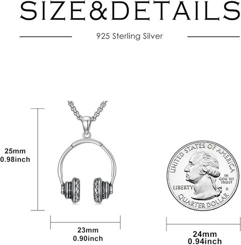 Music Headphone Necklace 925 Sterling Silver Music Pendant Rock Lover Hip-hop Jewelry Gift for Men Women in Saudi Arabia