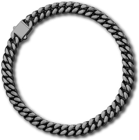 سلسلة ربط كوبية من الفولاذ المقاوم للصدأ للرجال عرض فضي/ذهبي/أسود (5/7/9/11 مم) وقلادة هيب هوب بطول 18-26 بوصة، مجوهرات رجالي (يتضمن صندوق الهدايا) in Kuwait