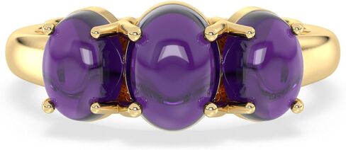 Talula Three Stone Ring – Handcrafted 14K Gold Plated 925 Silver Oval Gem Statement Ring in Saudi Arabia