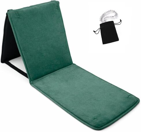 سجادة صلاة صغيرة تدعم الظهر للمسلمين - سجادة صلاة قابلة للطي مع مسند للظهر، سجادة صلاة مريحة ومدمجة بتصميم إسلامي - هدية مثالية لشهر رمضان والعيد للرجال والنساء والأطفال (أخضر) in Kuwait