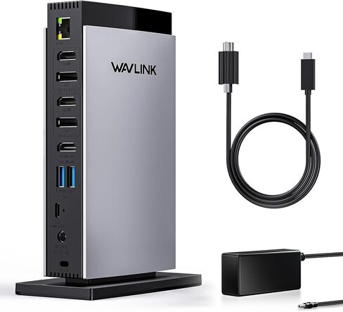 قاعدة توصيل WAVLINK USB C مع 3 HDMI، قاعدة كمبيوتر محمول 15 في 1 شاشة ثلاثية 4K+Dual 2K، شحن 100 واط لجهاز M1 M2 M3 Mac وWindows، 5 منافذ USB، 2DP، منفذ إيثرنت 1 جيجابت في الثانية، صوت/ميكروفون، SD/TF in Kuwait
