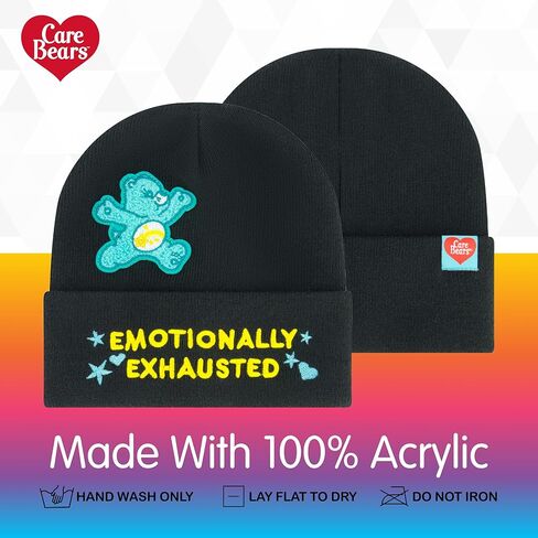 Care Bears Beanie Hat, Emotionally Exhausted Winter Knit Cap with Cuff, Black, One Size in Saudi Arabia