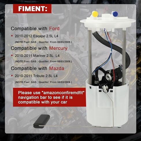 E2568M Electric Fuel Pump Module Assembly Compatible with Ford Escape 2010-2012, Compatible with Mercury Mariner,for Mazda Tribute 2010-2011, 2.5L L4 Replaces# P76591M FG1317 AL8Z9H307A in Kuwait