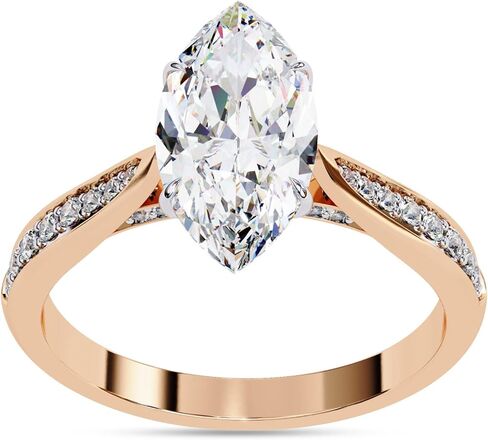 SAVEARTH DIAMONDS Solitaire Engagement Rings for Women Center 12X6MM Marquise and Round Lab Created Moissanite Ring Jewelry Gift for Her In 10K / 14K Solid Gold or 925 Sterling Silver in Saudi Arabia