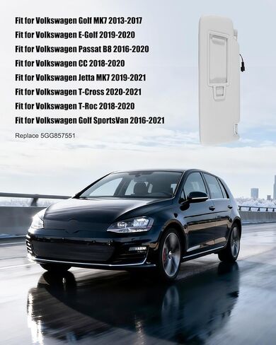 5GG857551 واقي من الشمس الأمامي الأيسر الأيمن مناسب لسيارة VW Golf MK7 Passat B8 Jetta MK7 T-Cross T-ROC، ظل رمادي للحماية من الشمس in Kuwait