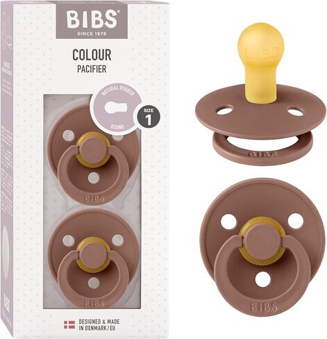 BIBS Pacifiers Colour Collection | Natural Rubber Baby Pacifier | Set of 2 BPA-Free Soothers | Made in Denmark | 0+ Months (Pack of 2) | Baby Blue/White in Saudi Arabia