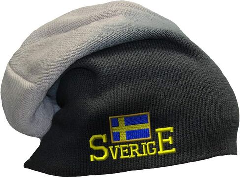 Slouchy Beanie for Men Swedish Flag Sweden Sverige Embroidery Women Skull Cap in Saudi Arabia