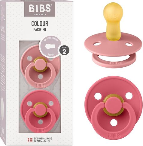 BIBS Pacifiers Colour Collection | Natural Rubber Baby Pacifier | Set of 2 BPA-Free Soothers | Made in Denmark | 0+ Months (Pack of 2) | Baby Blue/White in Saudi Arabia
