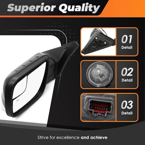 Left Side Mirror Assembly Compatible with 2011-2015 Explorer Driver Side Door Mirror w/Heated & Turn Signal Light and Puddle Light GB5Z17683BA BB5Z17683BA FO1320554 (7Pins) in Saudi Arabia