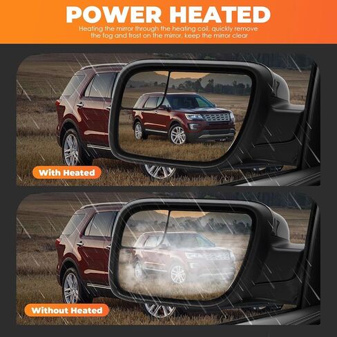 Left Side Mirror Assembly Compatible with 2011-2015 Explorer Driver Side Door Mirror w/Heated & Turn Signal Light and Puddle Light GB5Z17683BA BB5Z17683BA FO1320554 (7Pins) in Saudi Arabia