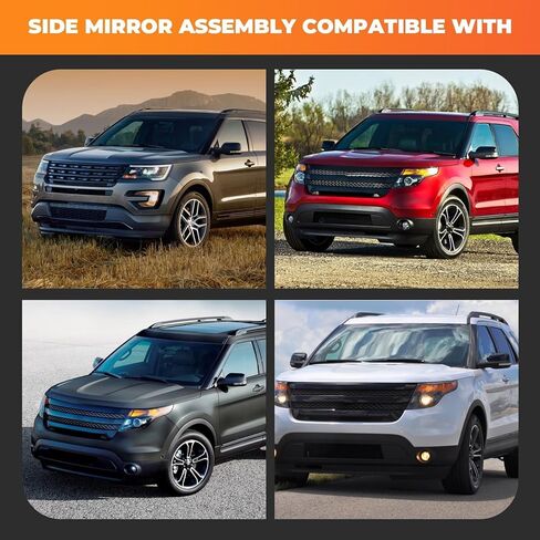 Left Side Mirror Assembly Compatible with 2011-2015 Explorer Driver Side Door Mirror w/Heated & Turn Signal Light and Puddle Light GB5Z17683BA BB5Z17683BA FO1320554 (7Pins) in Saudi Arabia