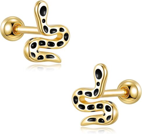 20G Flat Back Earrings 14K Gold Screw Back Stud Earrings 925 Sterling Silver Hypoallergenic for Women Sensitive Ears Small Snake Cross Earring Sleeper in Kuwait