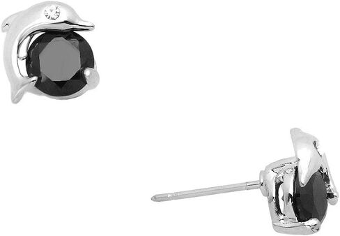 Dolphin Cubic Zirconia Stud Earring High Polished Rhodium Plated in Saudi Arabia