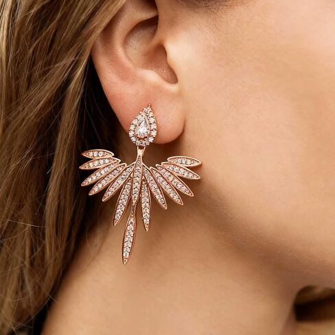Boho CZ Wing Ear Jacket Earrings Gold Feather Wing Earrings Vintage Crystal Angel Wing Earrings Personalized Guardian Angel Stud Earrings Jewelry for Women in Kuwait