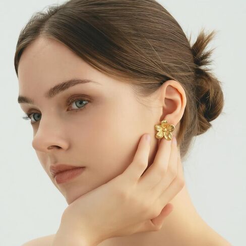 14K Gold Plated Surgical Hypoallergenic Stainless Steel Studs Fit Dainty Flower Earrings for Women in Kuwait