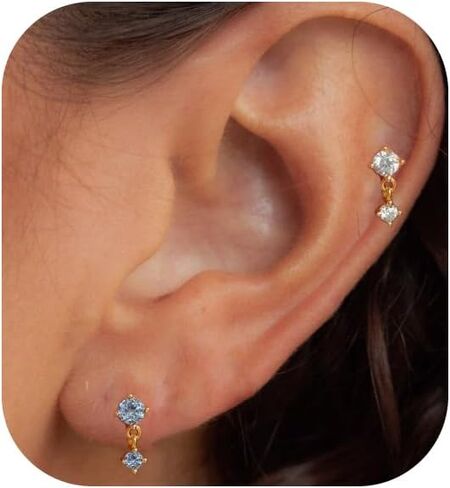 أقراط للنساء، أقراط جوهرة الميلاد الرائعة مجموعات أقراط غضروف مضادة للحساسية لثقب متعدد صغير من الألماس الصغير أقراط متدلية من الذهب للنساء أقراط ذهبية مجوهرات ثقب الزنمة in Kuwait