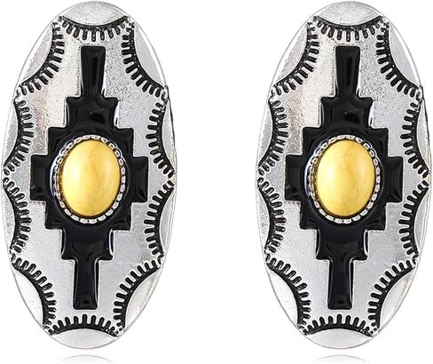 Bohemian Natural Turquoise Stud Earrings for Women Trendy Handmade Vintage Western Geometric Country Oval Earrings Statement Fashion Jewelry Gifts in Saudi Arabia