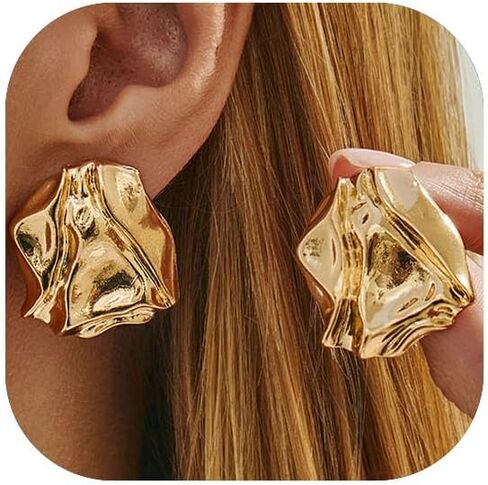 14K Gold Plated Statement Earrings for Women Trendy Chunky Teardrop Drop Dangle Earrings Hypoallergenic Large Stud Earrings Formal Wedding Prom Jewelry in Saudi Arabia