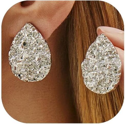 14K Gold Plated Statement Earrings for Women Trendy Chunky Teardrop Drop Dangle Earrings Hypoallergenic Large Stud Earrings Formal Wedding Prom Jewelry in Saudi Arabia