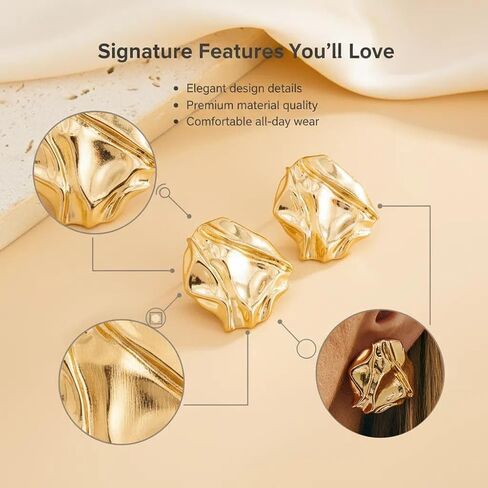 14K Gold Plated Statement Earrings for Women Trendy Chunky Teardrop Drop Dangle Earrings Hypoallergenic Large Stud Earrings Formal Wedding Prom Jewelry in Saudi Arabia