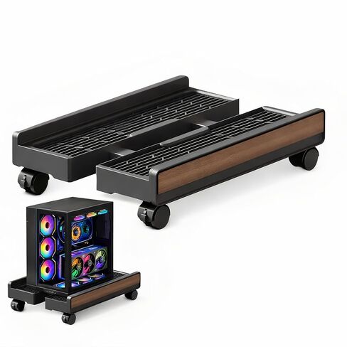 Adjustable Mobile Computer Tower Stand, Ventilated CPU Stand with Locking Caster Wheels, Fits Most Computer Towers, Under Desk Floor PC Cart, Universal PC Holder for Office, Students & Gamers (Black) in Kuwait