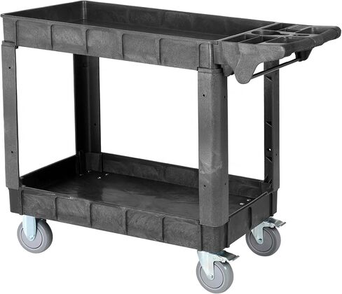 Finnhomy Commercial Grade 2‑Tier Heavy Duty Utility Service Cart 550 lbs Capacity 40.5" x 17.1" x 34.1" Rolling Cart with 5" Swivel Casters and Polypropylene Shelves, Dark Gray in Saudi Arabia
