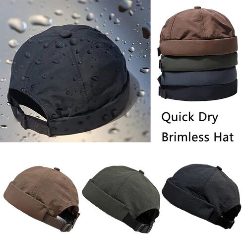 Retro Hat Skullcap Unisex Beanie Cap Quality Lightweight Brimless Hat Men(Black) in Saudi Arabia