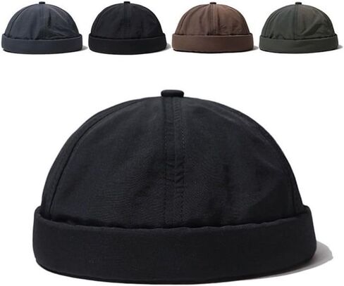 Retro Hat Skullcap Unisex Beanie Cap Quality Lightweight Brimless Hat Men(Black) in Saudi Arabia