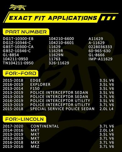 Oktiger Upgraded Alternator for Ford Explorer 2016-2019 3.5L, Edge 2015-2018 3.5L, F150, for Lincoln Continental Mkt Mkx Mkz 2013-2020, V6 12V 200/225A Clockwise 6-Groove Pulley, OE DG1T-10300-EB in Kuwait