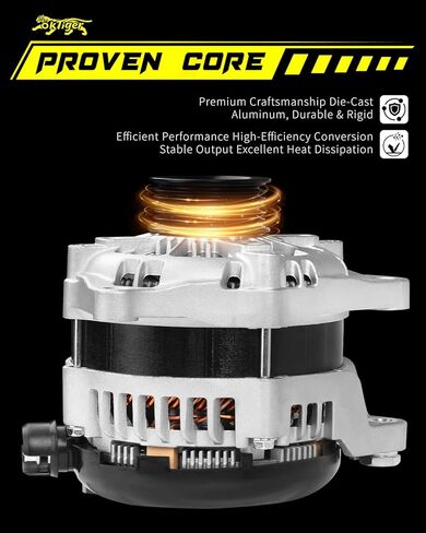 Oktiger Upgraded Alternator for Ford Explorer 2016-2019 3.5L, Edge 2015-2018 3.5L, F150, for Lincoln Continental Mkt Mkx Mkz 2013-2020, V6 12V 200/225A Clockwise 6-Groove Pulley, OE DG1T-10300-EB in Kuwait