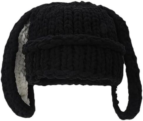 Y2k الجمالية قبعة صغيرة متماسكة القبعات لطيف الأرنب آذان طويلة قبعة Y2k اكسسوارات الكروشيه قبعة صغيرة آذان الأرنب قبعة in Kuwait