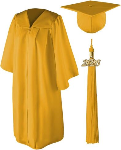 قبعة تخرج غير لامعة للبالغين من الجنسين وثوب مع شرابة وسحر ذهبي in Kuwait