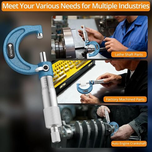 Neoteck 0-1" Outside Micrometer 0.0001" Resolution Carbide-Tipped Anvils Precision Mechanical Micrometer Anti-Glare Graduation Micrometer Set with Wrench and Case for Machining, Automotive, Inspection in Saudi Arabia