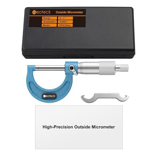 Neoteck 0-1" Outside Micrometer 0.0001" Resolution Carbide-Tipped Anvils Precision Mechanical Micrometer Anti-Glare Graduation Micrometer Set with Wrench and Case for Machining, Automotive, Inspection in Saudi Arabia