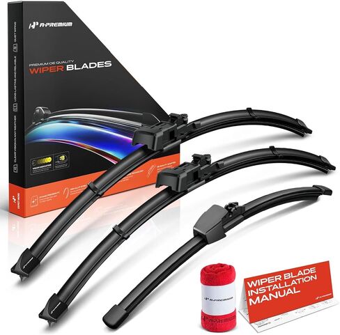 A-Premium 24"/19"/11" Windshield Wiper Blades Compatible with Volkswagen Passat 2007 2008 2009 2010 - Front Rear Wipers Blade Set for TLP/FR_TL1 Arm Connector, with Wear Indicator & Towel (Pack of 3) in Saudi Arabia