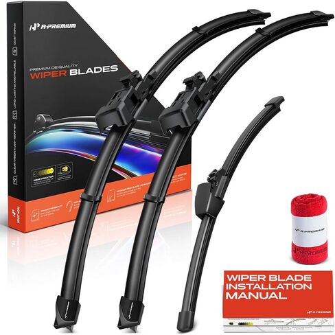 A-Premium 24"/19"/11" Windshield Wiper Blades Compatible with Volkswagen Passat 2007 2008 2009 2010 - Front Rear Wipers Blade Set for TLP/FR_TL1 Arm Connector, with Wear Indicator & Towel (Pack of 3) in Saudi Arabia