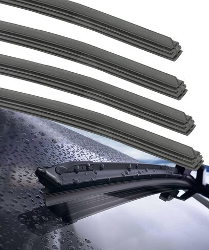 4PCS Wiper Blade Refill,Car Accessories 28" Adjustable Frameless Window Boneless Insert,Automotive Replacement Windshield Wiper Blade Refills Rubber Strip,Fit for Most Cars,Buses,Vans,Trucks in Kuwait
