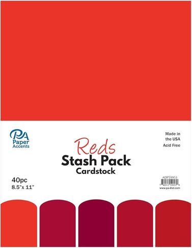 PA Paper Accents Stash Pack Cardstock Pack 8.5 "x 11" نغمات جوهرة، ورق بطاقات ملون لصنع البطاقات، سجل القصاصات، الطباعة، اللف والحرف اليدوية، 65 رطل، 40 قطعة in Kuwait