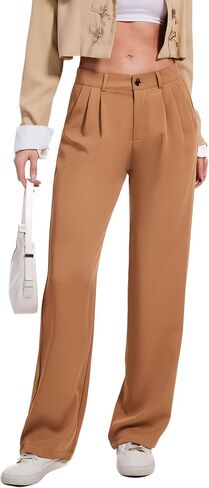 Double Plus Open Womens High Waisted Dress Pants Business Casual Wide Leg Straight Work Office Dressy Slacks with Pockets in Kuwait