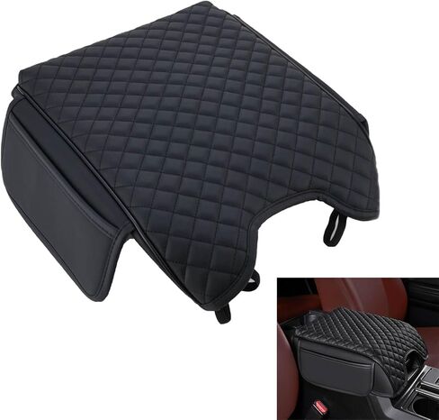 غطاء وحدة التحكم المركزية متوافق مع Ford F150 2015-2020، F250 F350 F450 2017-2022، Expedition 2018-2024، غطاء صندوق مسند الذراع من جلد البولي يوريثان، واقي مضاد للخدش، (مقعد الدلو فقط) in Kuwait
